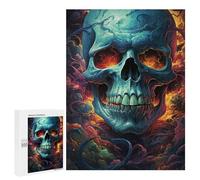 500 PCS Puzzles pour Adolescents Fiery Skull Artwork Puzzles pour Adultes, Jeu Familial D'analyse Et De Logique, Cadeaux Anti-Stress 500 PCS