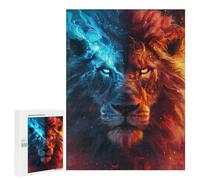 500 PCS Puzzles pour Adolescents Fire & Ice Lion Art Print -7 Puzzles pour Adultes - Jeu Difficile Et Stimulant À Compléter - Jouets De Jeu Stimulants 500 PCS