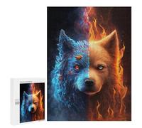 500 PCS Puzzles pour Adolescents Flame and Ice Wolf Art Print -1 Puzzles pour Adultes Assemblage De Motifs Stimule Le Cerveau Jeux Et Jouets Stimulants 500 PCS