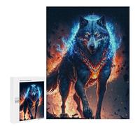 500 PCS Puzzles pour Adolescents Flaming Wolf Art Print -3 Puzzles pour Adultes Assemblage De Motifs Stimule Le Cerveau Jeux Et Jouets Stimulants 500 PCS