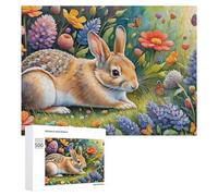 500 PCS Puzzles pour Adolescents Floral Rabbit Garden Scene Jeux De Puzzle Relaxants, Amusants Et Humoristiques : des Cadeaux d'anniversaire Et De Noël Uniques 500 PCS