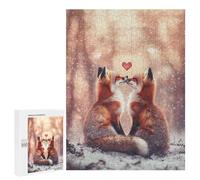 500 PCS Puzzles pour Adolescents Foxes in Love Winter Scene Puzzles pour Adultes - Jeu Difficile Et Stimulant À Compléter - Jouets De Jeu Stimulants 500 PCS