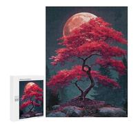 500 PCS Puzzles pour Adolescents Full Moon Red Maple Tree Puzzles pour Adultes - Jeu Difficile Et Stimulant À Compléter - Jouets De Jeu Stimulants 500 PCS