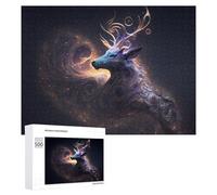 500 PCS Puzzles pour Adolescents Galactic Deer Cosmic Artwork -4 Jeux De Puzzle Relaxants, Amusants Et Humoristiques : des Cadeaux d'anniversaire Et De Noël Uniques 500 PCS