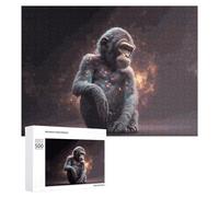 500 PCS Puzzles pour Adolescents Galactic Gorilla Cosmic Chimpanzee Portrait Puzzles pour Adultes Jouets Anti-Stress Défi Difficile Cadeaux Et Anniversaires Uniques 500 PCS