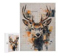 500 PCS Puzzles pour Adolescents Geometric Deer Portrait Puzzles pour Adultes Jeux Relaxants Assemblage De Motifs Interaction Parent-Enfant 500 PCS
