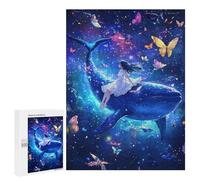500 PCS Puzzles pour Adolescents Girl on Whale with Butterflies Puzzle, Jouet, Décoration Murale, Difficile, Original, Cadeaux d'anniversaire Et De Noël 500 PCS