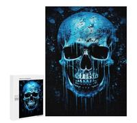 500 PCS Puzzles pour Adolescents Glowing Blue Skull Artwork-2 Jeux De Puzzle Relaxants, Amusants Et Humoristiques : des Cadeaux d'anniversaire Et De Noël Uniques 500 PCS