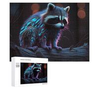 500 PCS Puzzles pour Adolescents Glowing Neon Raccoon Artwork-1 Jeux De Puzzle Relaxants, Amusants Et Humoristiques : des Cadeaux d'anniversaire Et De Noël Uniques 500 PCS