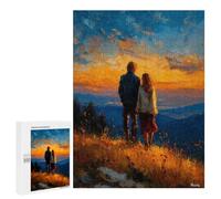 500 PCS Puzzles pour Adolescents Golden Horizon - Together Beyond The Silence Puzzles pour Adultes Jeux Relaxants Assemblage De Motifs Interaction Parent-Enfant 500 PCS
