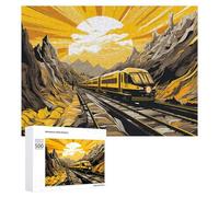 500 PCS Puzzles pour Adolescents Golden Mountain Train Journey Puzzles pour Adultes, Jeu Familial D'analyse Et De Logique, Cadeaux Anti-Stress 500 PCS