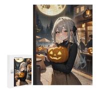 500 PCS Puzzles pour Adolescents Halloween Pumpkin Light Cafe Puzzle pour Adultes - Jeu Manuel - Défi Difficile - Idéal comme Cadeau 500 PCS