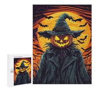 500 PCS Puzzles pour Adolescents Halloween Pumpkin Scarecrow with Bats Puzzles pour Adultes Et Familles : Les Jeux Améliorent La Mémoire Et Stimulent Le Cerveau