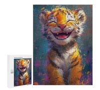 500 PCS Puzzles pour Adolescents Happy Tiger Painting Puzzles pour Adultes Assemblage De Motifs Stimule Le Cerveau Jeux Et Jouets Stimulants 500 PCS