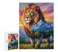 500 PCS Puzzles pour Adolescents Lion and Mountain Landscape Puzzle, Jouet, Décoration Murale, Difficile, Original, Cadeaux d'anniversaire Et De Noël 500 PCS