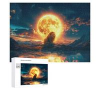 500 PCS Puzzles pour Adolescents Lion Moon Reflection Landscape Puzzles pour Adultes Jouets Anti-Stress Défi Difficile Cadeaux Et Anniversaires Uniques 500 PCS