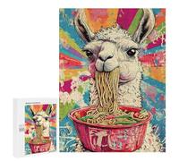 500 PCS Puzzles pour Adolescents Llama Eating Ramen Japan Retro Puzzles pour Adultes Jeux Relaxants Assemblage De Motifs Interaction Parent-Enfant 500 PCS