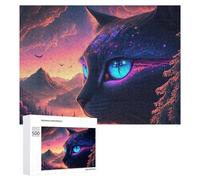 500 PCS Puzzles pour Adolescents Magical Cat in A Fantasy Landscape Jeux De Puzzle Relaxants, Amusants Et Humoristiques : des Cadeaux d'anniversaire Et De Noël Uniques 500 PCS