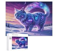 500 PCS Puzzles pour Adolescents Magical Winter Cat Fantasy -2 Jeux De Puzzle Relaxants, Amusants Et Humoristiques : des Cadeaux d'anniversaire Et De Noël Uniques 500 PCS