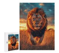 500 PCS Puzzles pour Adolescents Majestic Lion Running in Africa at Sunset - Wildlife Photo Puzzles pour Adultes Jeux Relaxants Assemblage De Motifs Interaction Parent-Enfant 500 PCS