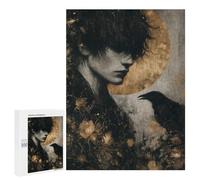 500 PCS Puzzles pour Adolescents Man and Raven in Golden Moonlight Puzzle, Jouet, Décoration Murale, Difficile, Original, Cadeaux d'anniversaire Et De Noël 500 PCS