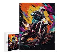 500 PCS Puzzles pour Adolescents Motocross Thrill Rider in Action Puzzles pour Adultes Assemblage De Motifs Stimule Le Cerveau Jeux Et Jouets Stimulants 500 PCS