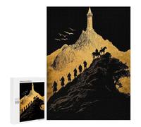 500 PCS Puzzles pour Adolescents Mountain Journey to Tower Silhouette Art Puzzles pour Adultes Jeux Relaxants Assemblage De Motifs Interaction Parent-Enfant 500 PCS