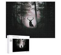 500 PCS Puzzles pour Adolescents Mystical Forest Deer Silhouette Jeux De Puzzle Relaxants, Amusants Et Humoristiques : des Cadeaux d'anniversaire Et De Noël Uniques 500 PCS