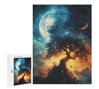 500 PCS Puzzles pour Adolescents Mystical Tree Under Moon Puzzle, Jouet, Décoration Murale, Difficile, Original, Cadeaux d'anniversaire Et De Noël 500 PCS