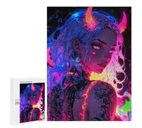 500 PCS Puzzles pour Adolescents Neon Demon Girl Puzzle pour Adultes - Jeu Manuel - Défi Difficile - Idéal comme Cadeau 500 PCS