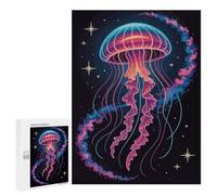 500 PCS Puzzles pour Adolescents Neon Jellyfish in Space Illustration Puzzle, Jouet, Décoration Murale, Difficile, Original, Cadeaux d'anniversaire Et De Noël 500 PCS
