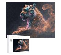 500 PCS Puzzles pour Adolescents Neon Tiger Digital Art Jeux De Puzzle Relaxants, Amusants Et Humoristiques : des Cadeaux d'anniversaire Et De Noël Uniques 500 PCS