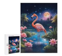 500 PCS Puzzles pour Adolescents Pink Flamingo Night Puzzle, Jouet, Décoration Murale, Difficile, Original, Cadeaux d'anniversaire Et De Noël 500 PCS