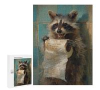 500 PCS Puzzles pour Adolescents Raccoon Holding Toilet Paper Puzzles pour Adultes Assemblage De Motifs Stimule Le Cerveau Jeux Et Jouets Stimulants 500 PCS