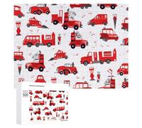 500 PCS Puzzles pour Adolescents Red Fire Truck Illustration Pattern Puzzles pour Adultes Jouets Anti-Stress Défi Difficile Cadeaux Et Anniversaires Uniques 500 PCS