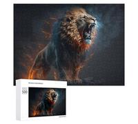 500 PCS Puzzles pour Adolescents Roaring Lion in Flames Jeux De Puzzle Relaxants, Amusants Et Humoristiques : des Cadeaux d'anniversaire Et De Noël Uniques 500 PCS