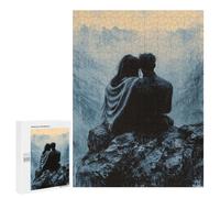 500 PCS Puzzles pour Adolescents Romantic Couple on Mountaintop in Monochrome Style Puzzles pour Adultes Jeux Relaxants Assemblage De Motifs Interaction Parent-Enfant 500 PCS