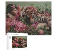 500 PCS Puzzles pour Adolescents Romantic Tiger and Flowers Puzzles pour Adultes, Jeu Familial D'analyse Et De Logique, Cadeaux Anti-Stress 500 PCS