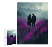 500 PCS Puzzles pour Adolescents Romantic Walk Through Lavender Purple Fields in Charcoal Style Puzzles pour Adultes Jeux Relaxants Assemblage De Motifs Interaction Parent-Enfant 500 PCS