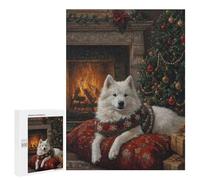 500 PCS Puzzles pour Adolescents Samoyed Dog Christmas Portrait Festive Samoyed Decor Puzzles pour Adultes Et Familles : Les Jeux Améliorent La Mémoire Et Stimulent Le Cerveau