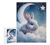500 PCS Puzzles pour Adolescents Sleepy White Rabbit on Clouds Watercolor Puzzle pour Adultes : Jeu De Rapidité Manuelle pour Anniversaire, Noël 500 PCS