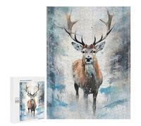 500 PCS Puzzles pour Adolescents Snowy Deer Watercolor Puzzles pour Adultes Jeux Relaxants Assemblage De Motifs Interaction Parent-Enfant 500 PCS