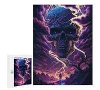 500 PCS Puzzles pour Adolescents Spooky Skull Lightning Scene Puzzles pour Adultes - Jeu Difficile Et Stimulant À Compléter - Jouets De Jeu Stimulants 500 PCS