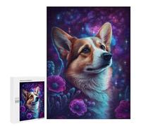 500 PCS Puzzles pour Adolescents Starry Night Corgi with Flowers -1 Puzzle pour Adultes - Jeu Manuel - Défi Difficile - Idéal comme Cadeau 500 PCS