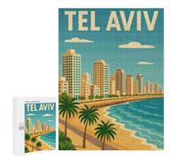 500 PCS Puzzles pour Adolescents Tel Aviv Cityscape Puzzle, Jouet, Décoration Murale, Difficile, Original, Cadeaux d'anniversaire Et De Noël 500 PCS