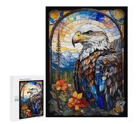 500 PCS Puzzles pour Adolescents The Eagle Stained Glass Pa Puzzles pour Adultes Jeux Relaxants Assemblage De Motifs Interaction Parent-Enfant 500 PCS