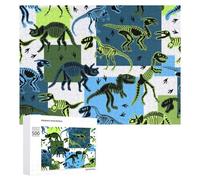 500 PCS Puzzles pour Adolescents Vibrant Dinosaur Skeletons Pattern Puzzles pour Adultes, Jeu Familial D'analyse Et De Logique, Cadeaux Anti-Stress 500 PCS
