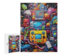 500 PCS Puzzles pour Adolescents Vibrant Retro Gaming Collage -1 Puzzles pour Adultes, Jeu Familial D'analyse Et De Logique, Cadeaux Anti-Stress 500 PCS