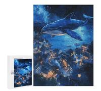 500 PCS Puzzles pour Adolescents Whale Over Coastal Town Puzzles pour Adultes - Jeu Difficile Et Stimulant À Compléter - Jouets De Jeu Stimulants 500 PCS