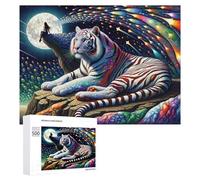 500 PCS Puzzles pour Adolescents Whispering Moonlit Dreams A Tiger's Journey Through Starry Night Landscapes Puzzles pour Adultes Jouets Anti-Stress Défi Difficile Cadeaux Et Anniversaires Uniques 50